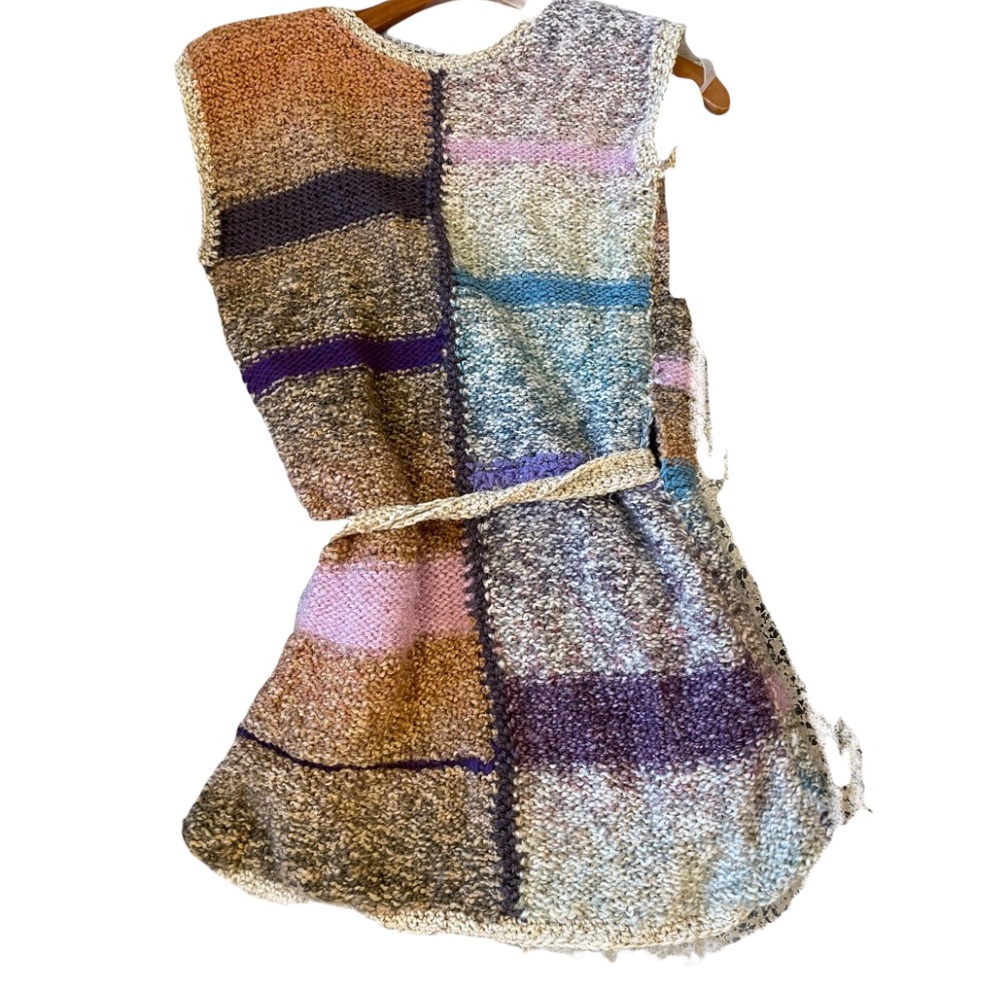One of a Kind HANDMADE Knitted CROCHET SWEATER VEST Tunic VINTAGE Wrap - Picture 3 of 6